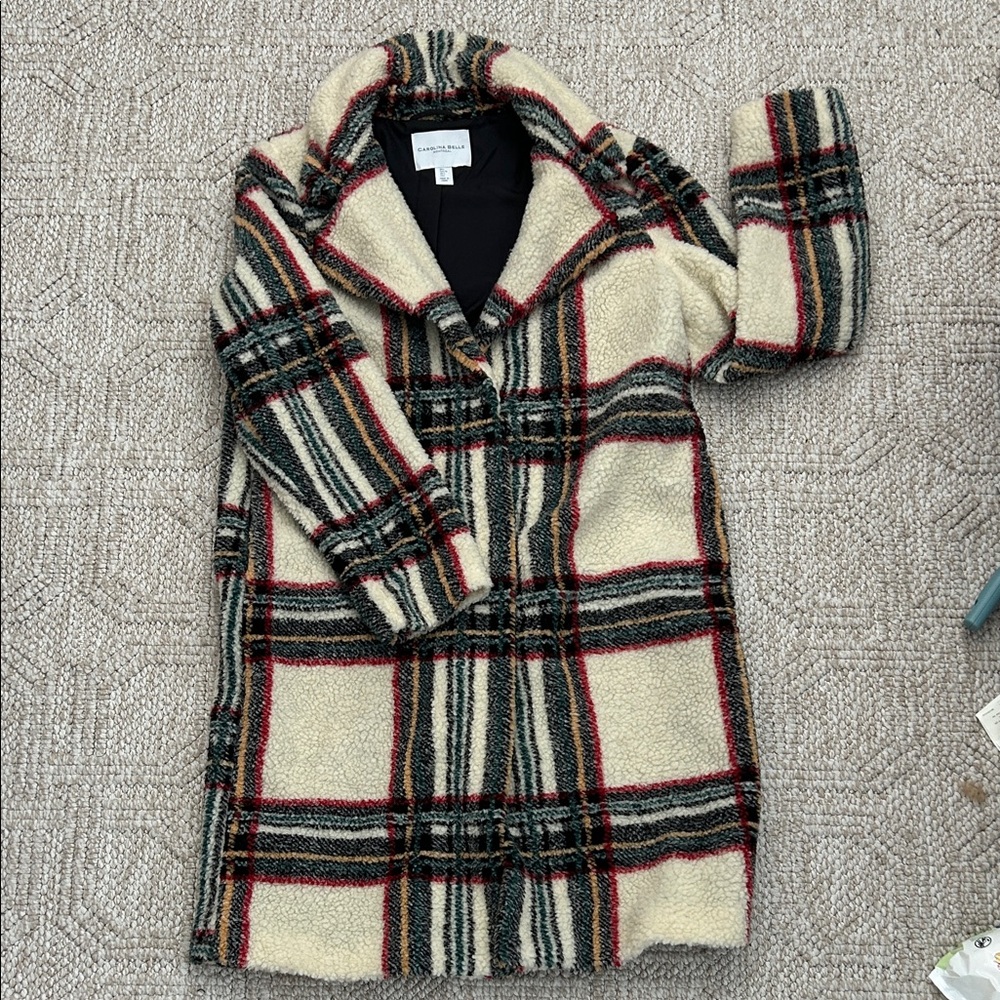 Carolina Belle Colorful Plaid Sherpa Coat
